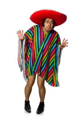 Çıplak Meksikalı adam beyazların üzerinde izole edilmiş.