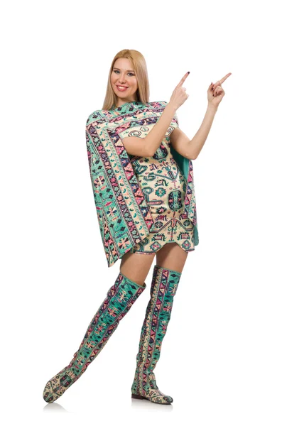 Model wearing dress with Azerbaijani carpet elements — Stock Photo, Image