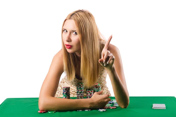 Jonge vrouw in casino gokken concept — Stockfoto