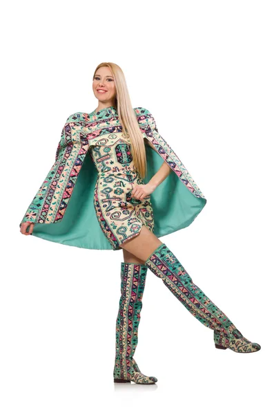 Model draagt jurk met elementen van de Azerbeidzjaanse tapijt — Stockfoto