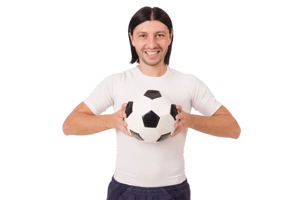 Young footballer isolated on the white — Stock Photo, Image