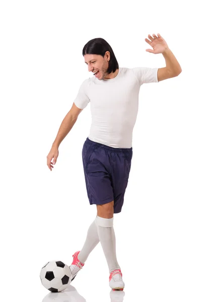 Young footballer isolated on the white — Stock Photo, Image