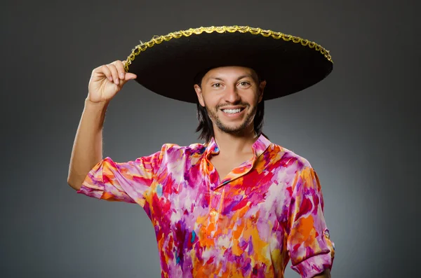 Young mexican man wearing sombrero — Stock Photo, Image