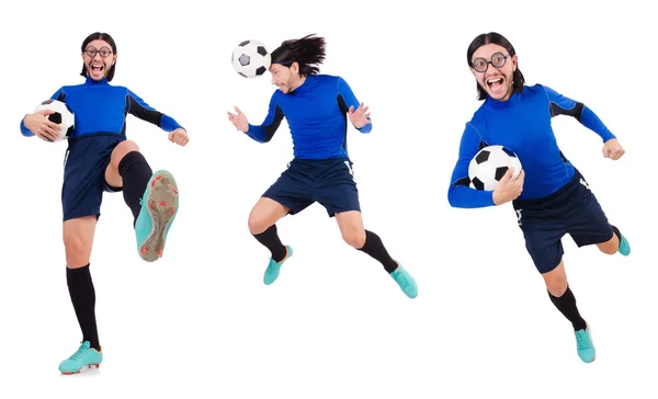 Jogador de futebol isolado no fundo branco — Fotografia de Stock