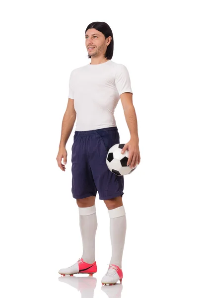 Young footballer isolated on the white — Stock Photo, Image