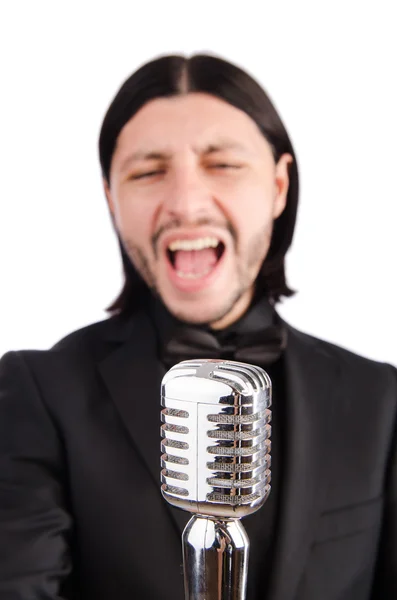Hombre cantando en el club de karaoke —  Fotos de Stock