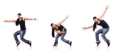 Dansçı beyaz üzerinde dans ediyor