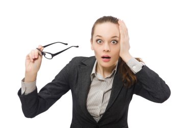 Güzel ofis yöneticisi beyazda izole edilmiş