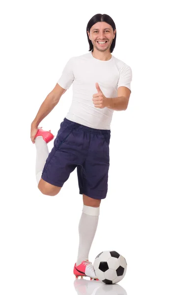 Young footballer isolated on the white — Stock Photo, Image