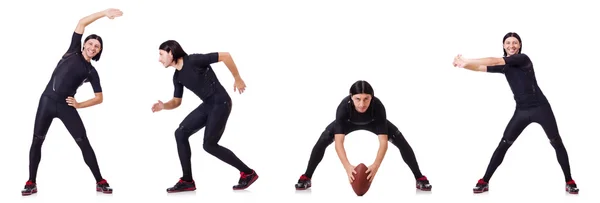 Young man doing exercises on white — Stock Photo, Image