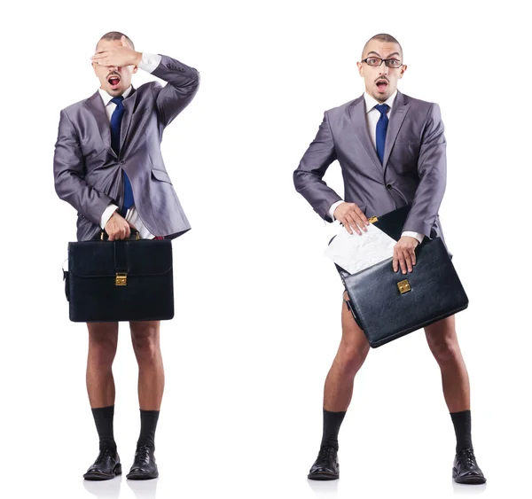 Composite photo of naked businessman on white — Stock Photo, Image