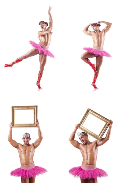 Hombre con tutú de ballet aislado en blanco —  Fotos de Stock