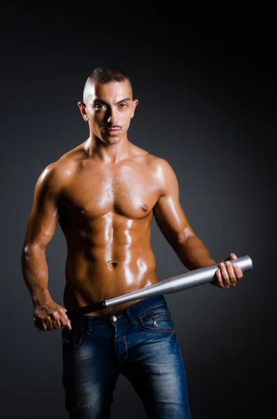 Ripped man with baseball bat — Stock Photo, Image