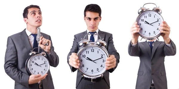 Hombre con reloj aislado en blanco —  Fotos de Stock