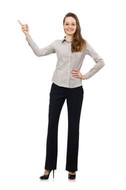 Güzel ofis yöneticisi beyazda izole edilmiş