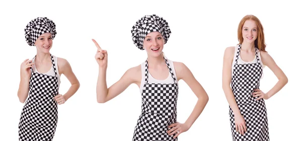 Woman cook isolated on the white — Stock Photo, Image