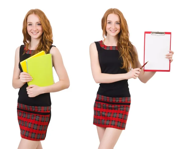 Joven estudiante en varias poses aisladas en blanco —  Fotos de Stock