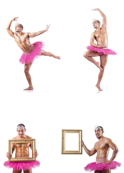 Hombre con tutú de ballet aislado en blanco —  Fotos de Stock