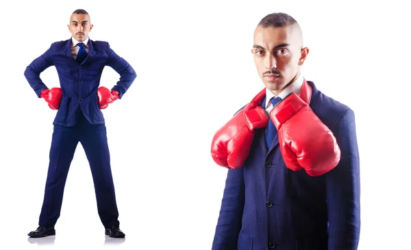Schöner Geschäftsmann mit Boxhandschuhen — Stockfoto