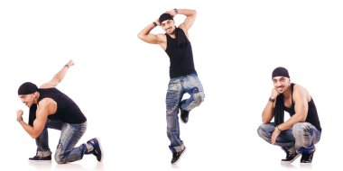 Dansçı beyaz üzerinde dans ediyor