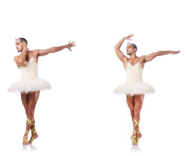 Beyaz bale etekli adam izole edilmiş.