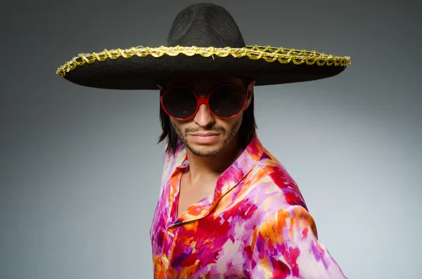 Young mexican man wearing sombrero — Stock Photo, Image