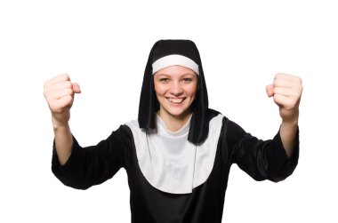 Beyaz arkaplanda Rahibe izole edildi