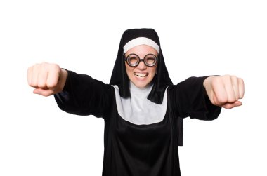 Beyaz arkaplanda Rahibe izole edildi