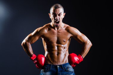 Spor konseptinde yırtılmış boksör