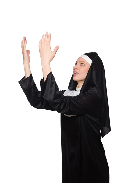 Nun isolerad på den vita bakgrunden — Stockfoto