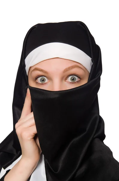 Beyaz arkaplanda Rahibe izole edildi — Stok fotoğraf