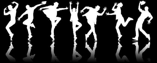 Silhouettes of dancers in dancing concept — Stock Photo, Image