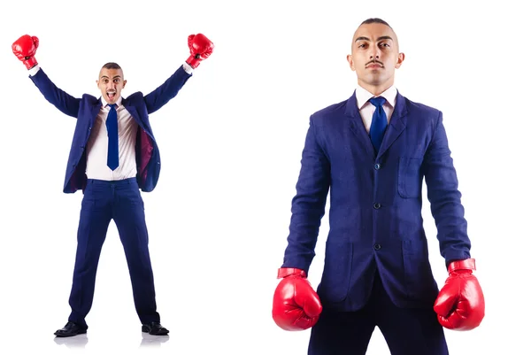 ボクシンググローブを持つハンサムなビジネスマン — ストック写真