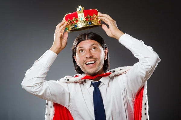 Young king businessman in royal concept — Stock Photo, Image