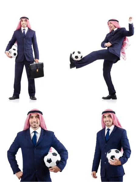 Arabski biznesmen z piłką nożną — Zdjęcie stockowe