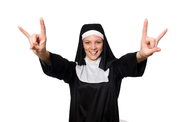 Nun isolerad på den vita bakgrunden — Stockfoto