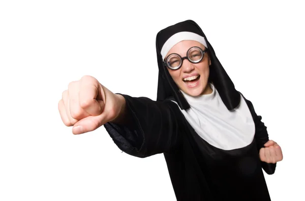 Nun isolerad på den vita bakgrunden — Stockfoto