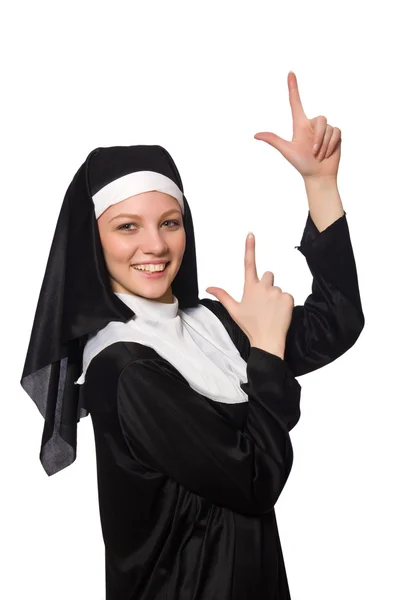 Nun isolerad på den vita bakgrunden — Stockfoto