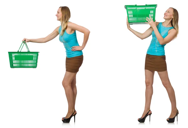 Composite photo of woman with shopping basket — Stock Photo, Image