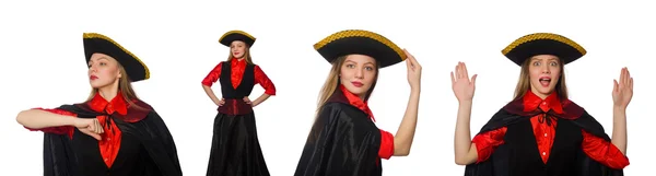 Mujer pirata en varios conceptos sobre blanco —  Fotos de Stock
