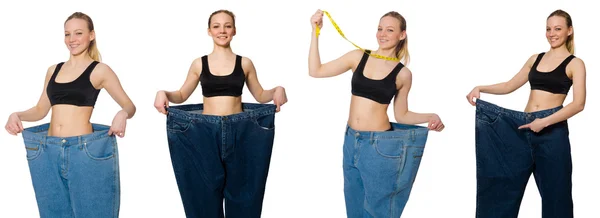 Foto compuesta de la mujer en el concepto de dieta — Foto de Stock