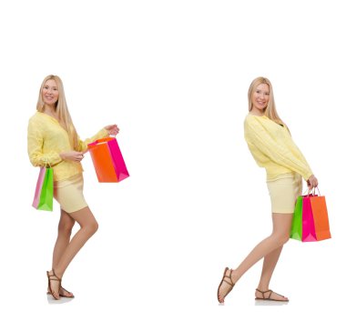 Kadın alışveriş torbaları ile kolaj