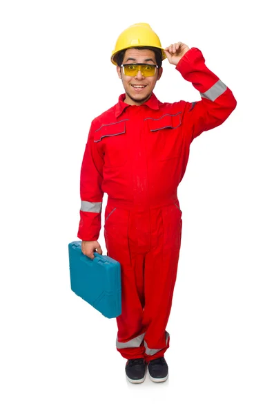 Man in coveralls isolated on white — Stock Photo, Image