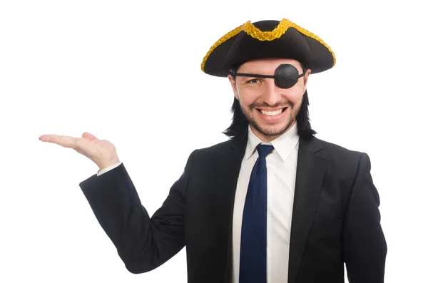 Jonge zakenman draagt tricorn geïsoleerd op wit — Stockfoto