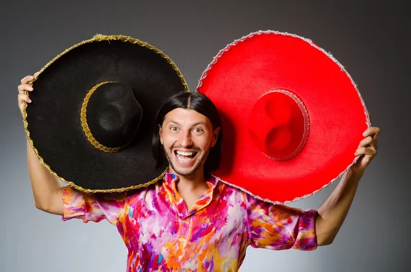 Young mexican man wearing sombrero — Stock Photo, Image