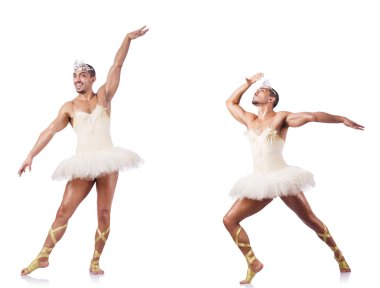 Beyaz bale etekli adam izole edilmiş.