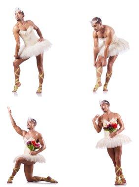 Beyaz bale etekli adam izole edilmiş.