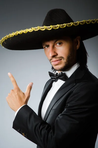 Young mexican man wearing sombrero — Stock Photo, Image