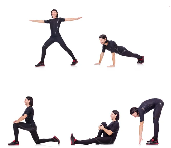 Jovem fazendo exercícios em branco — Fotografia de Stock