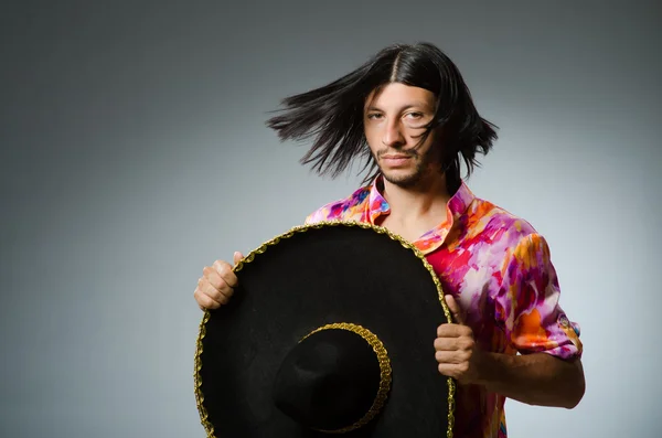 Young mexican man wearing sombrero — Stock Photo, Image